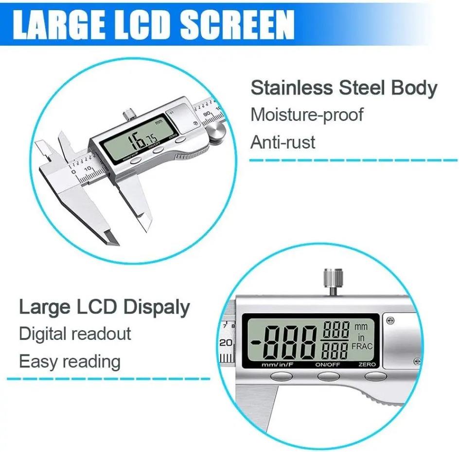Digital Caliper 150Mm Stainless Steel - Alat Presisi Kaliper Vernier Elektronik 6