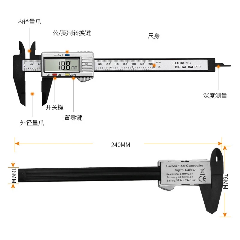 150MM Baterai Tato Alis Pengga - Digital Caliper 150Mm Stainless Steel ulasan dan harga