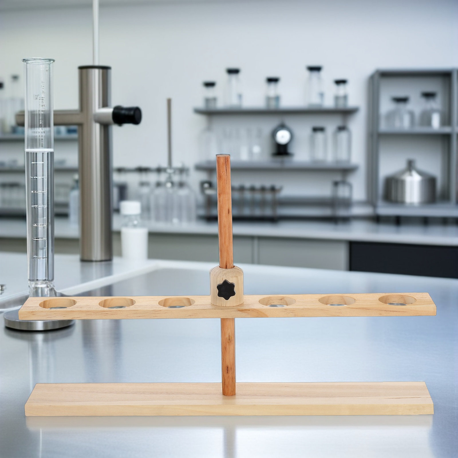 Penyangga Corong Kayu 6 Lubang - Lab Equipment ulasan dan harga